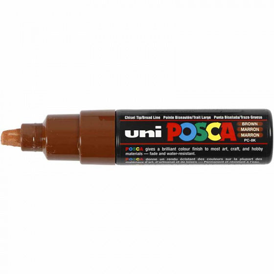 Uni posca verfmarker 8k bruin - beitelpunt 8mm