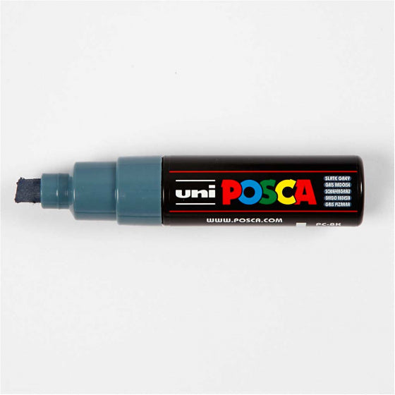 Uni posca verfmarker 8k leigrijs - beitelpunt 8mm