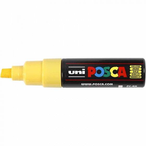 Uni posca verfmarker 8k geel - beitelpunt 8mm