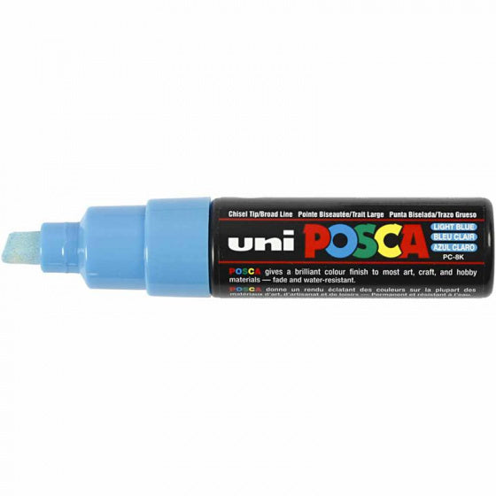 Uni posca verfmarker 8k lichtblauw - beitelpunt 8mm