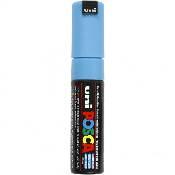 Uni posca verfmarker 8k lichtblauw - beitelpunt 8mm