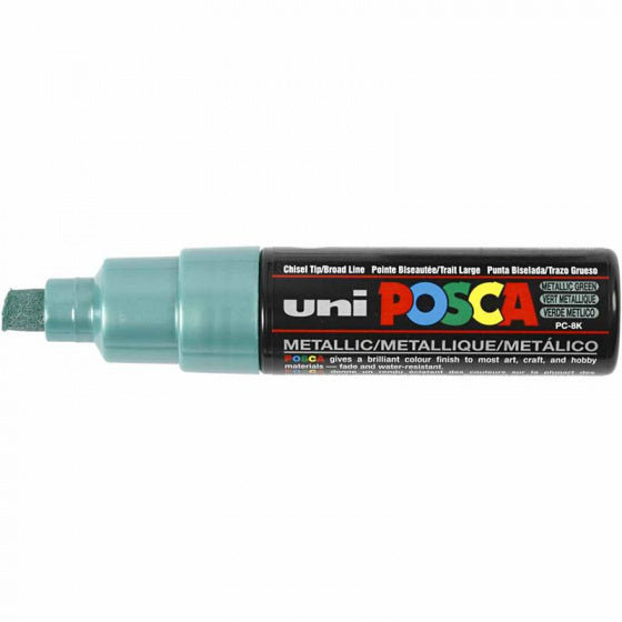 uni posca verfmarker 8k metallic groen - beitelpunt 8mm