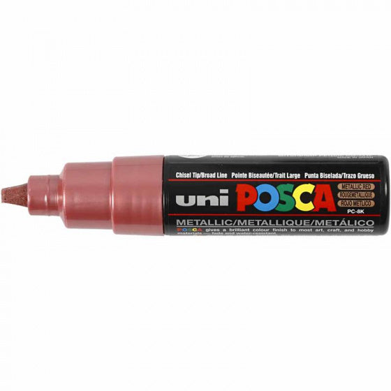 uni posca verfmarker 8k metallic rood- beitelpunt 8mm