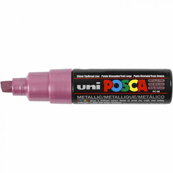 uni posca verfmarker 8k metallic roze - beitelpunt 8mm