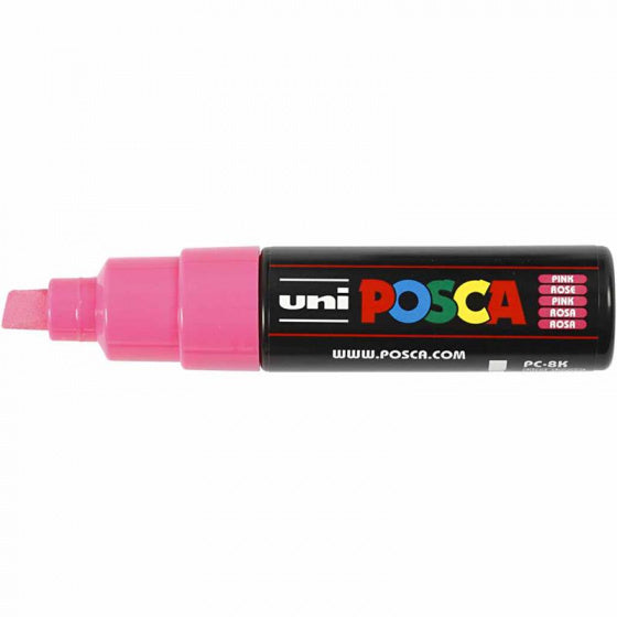 Uni posca verfmarker 8k roze - beitelpunt 8mm