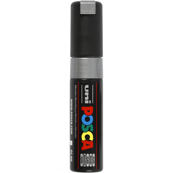 Uni posca verfmarker 8k zilver - beitelpunt 8mm