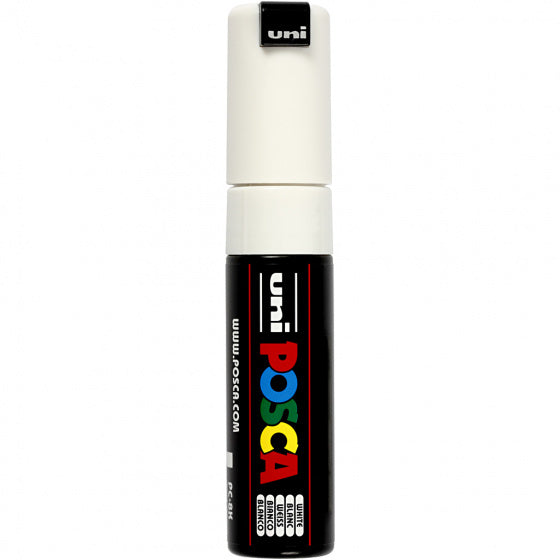 Uni posca verfmarker 8k wit - beitelpunt 8mm