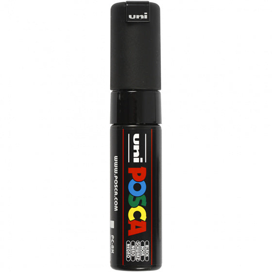 Uni posca verfmarker 8k zwart - beitelpunt 8mm