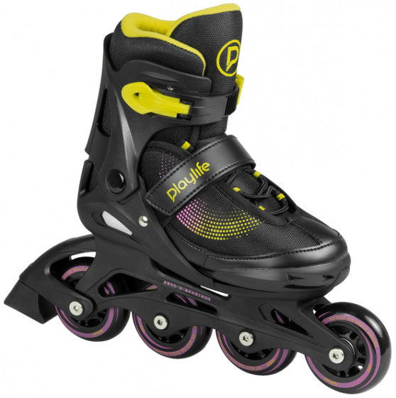 Playlife Inline skates Joker hardboot 82A zwart/geel maat 31-34