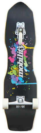 skateboard Quakeboard 24,4 x 82 cm hout zwart/wit