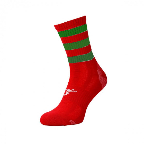 sportsokken Pro junior nylon rood/groen maat 35-39