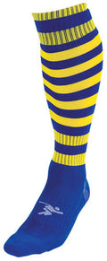 voetbalsokken Hooped junior nylon blauw/geel maat 30-34