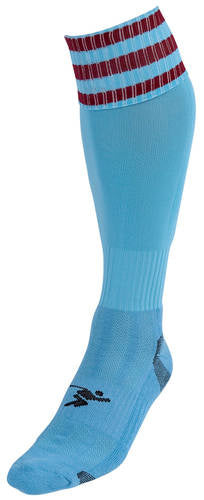 voetbalsokken Pro junior nylon lichtblauw/rood maat 35-39