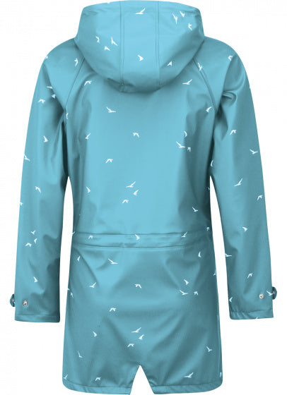 regenjas dames met capuchon polyester/polyurethaan blauw mt 34
