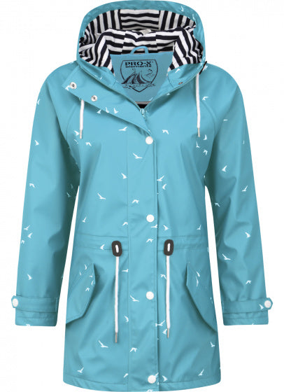 regenjas dames met capuchon polyester/polyurethaan blauw mt 34