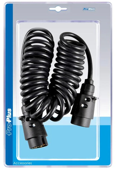 Proplus Spiraalkabel CEE 2x stekker 7-polig 3 meter PVC zwart