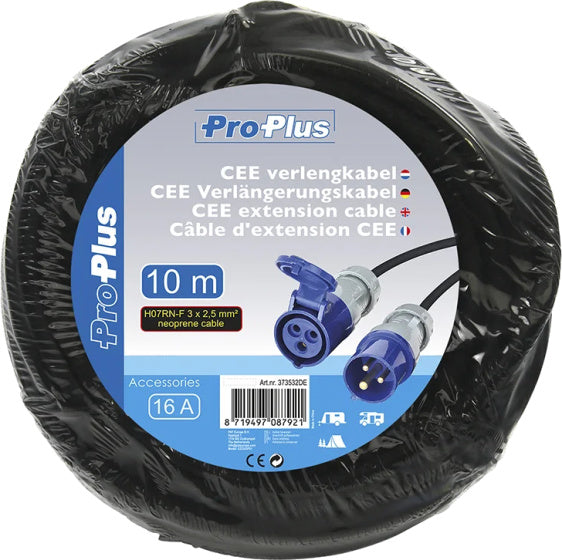 Proplus Verlengkabel CEE 10 meter 3x2,5mm² zwart/blauw