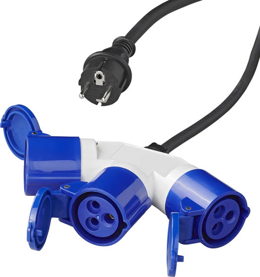 Proplus Verloopkabel Schuko CEE 3-voudig 150 cm 3x2,5mm² blauw