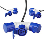 Proplus Verloopkabel Schuko CEE 3-voudig 150 cm 3x2,5mm² blauw