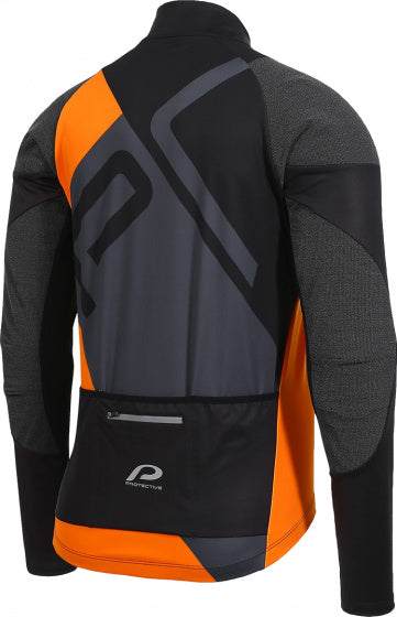 fietsjack P-Stain heren polyester zwart/oranje mt L