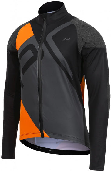 fietsjack P-Stain heren polyester zwart/oranje mt 3XL