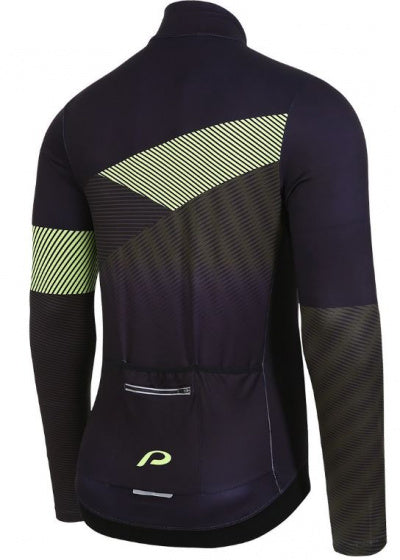 fietsjack P-straight heren polyester navy/geel maat L