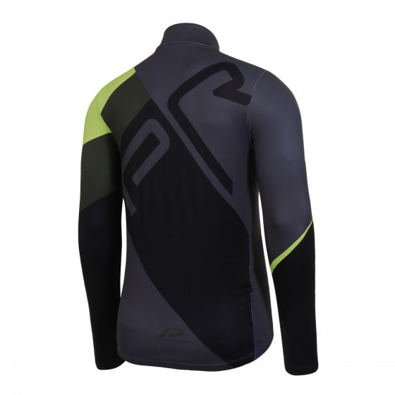 fietsshirt P-Henry Lee heren polyester antraciet/geel mt XXL