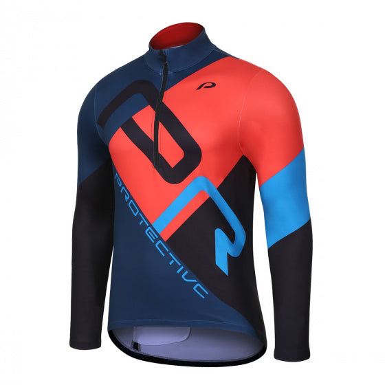 fietsshirt P-Henry Lee heren polyester blauw/rood mt 5XL