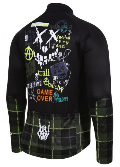 fietsshirt P-Rude heren polyester zwart/groen maat S