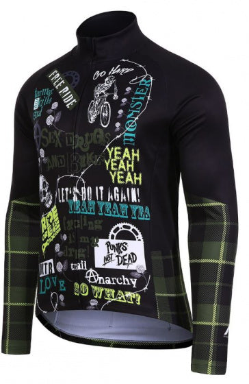fietsshirt P-Rude heren polyester zwart/groen maat M