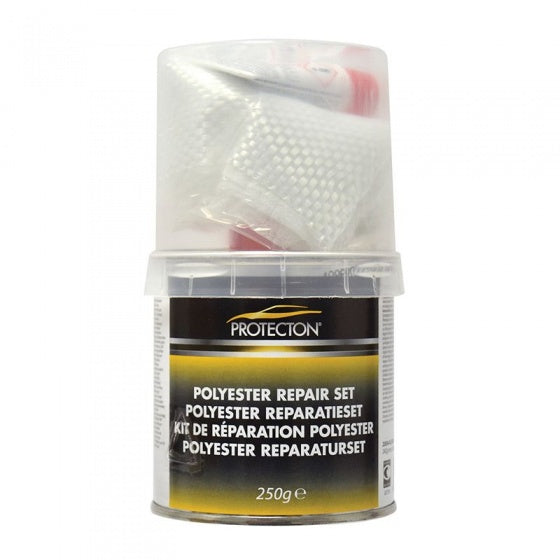 Protecton polyester reparatieset - met hars en verharder - sterke hechting – sneldrogend – voor metaal, hout kunststof - 250 gram