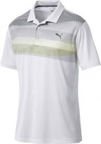 golfpolo Refraction heren polyester wit/geel/grijs mt S