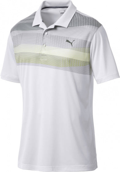 golfpolo Refraction heren polyester wit/geel/grijs mt S