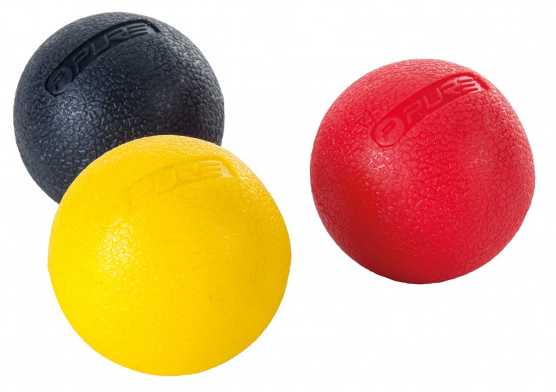 massageballen 5 cm geel/rood/zwart 3 stuks