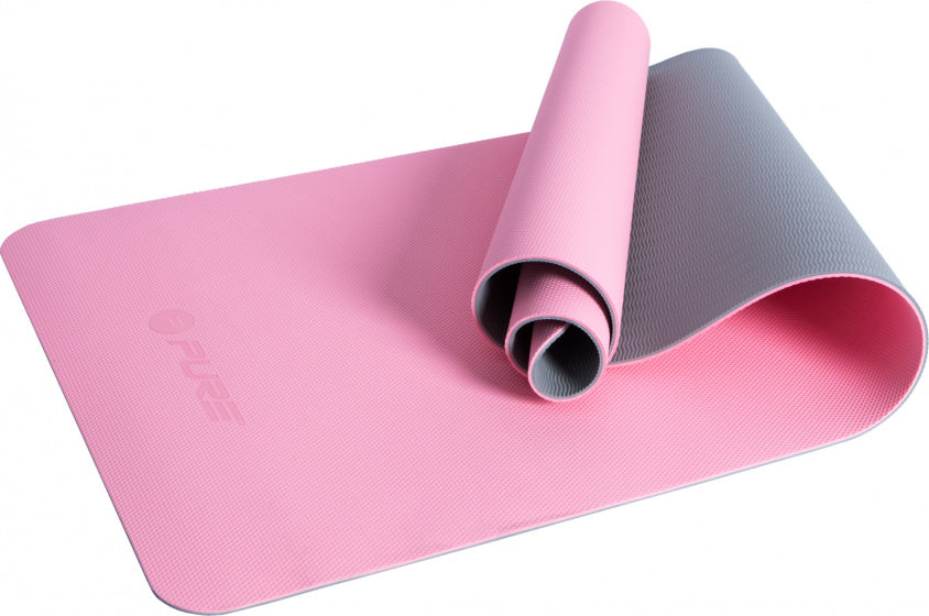 Pure2improve Yogamat 173 x 58 cm elastomeer rubber roze