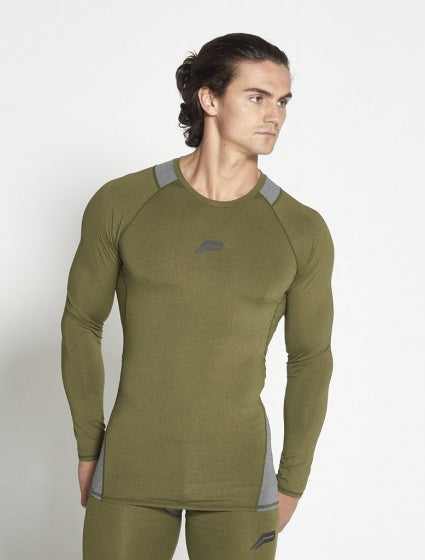 compressieshirt lange mouwen kaki heren maat M