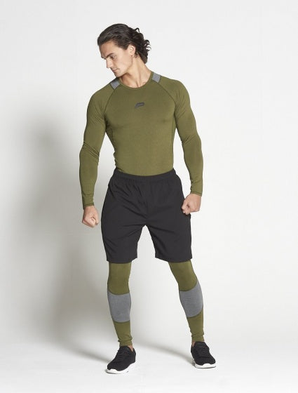 compressieshirt lange mouwen kaki heren maat XL