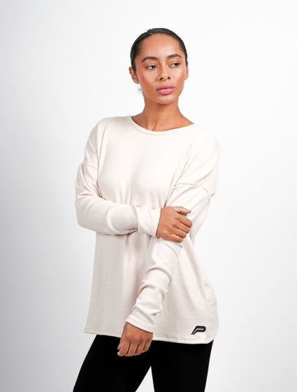 Pursue fitness Cross back sweater beige maat L