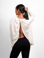 Pursue fitness Cross back sweater beige maat L