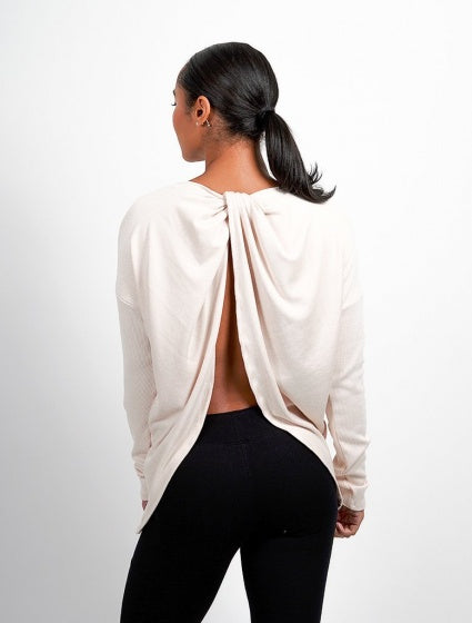 Pursue fitness Cross back sweater beige maat S