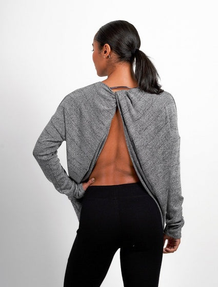 Pursue fitness Cross back sweater zwart/grijs maat L