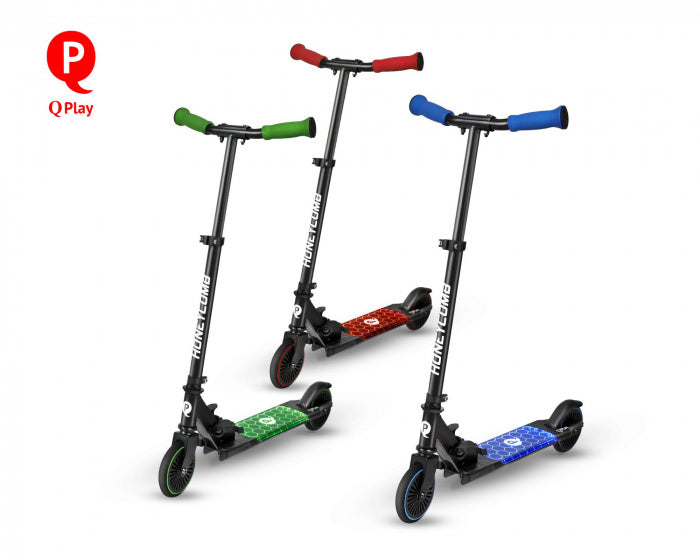 Qplay Mini step alu opvouwbaar blauw met led verlichting