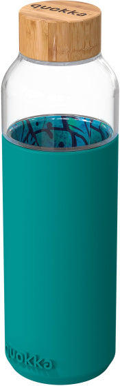 drinkfles Flow Palm Leaves glas 660 ml turquoise