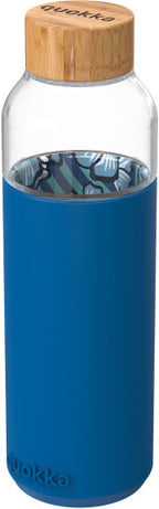 drinkfles Flow Water Flowers glas 660 ml donkerblauw