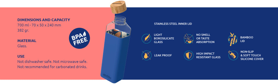 drinkfles Storm Abstract Garden glas 700 ml donkerblauw