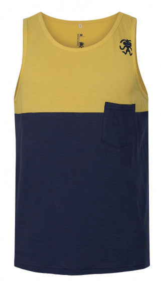 tanktop Attempt heren modal/katoen geel/blauw maat S