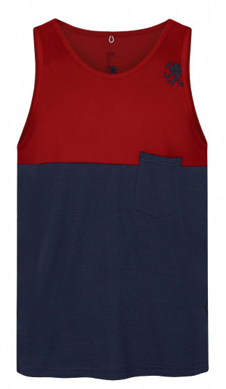 tanktop Attempt heren modal/katoen rood/blauw maat XL
