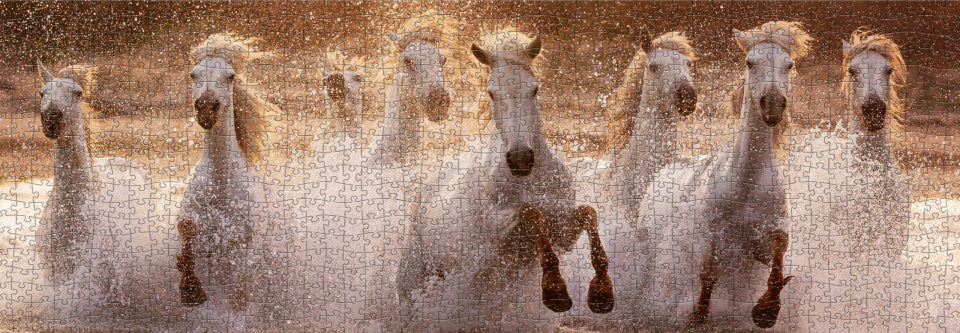 legpuzzel White Horses panorama 1000 stukjes