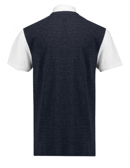 poloshirt heren katoen/polyester wit/donkerblauw maat XS