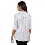 blouse Meera vogels dames katoen wit/roze maat 42